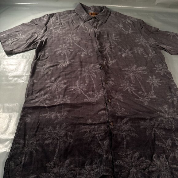 Foundry Supply Co Hawaiian Button Up Tall Shirt Mens Palm Trees Rayon Top - Picture 8 of 13